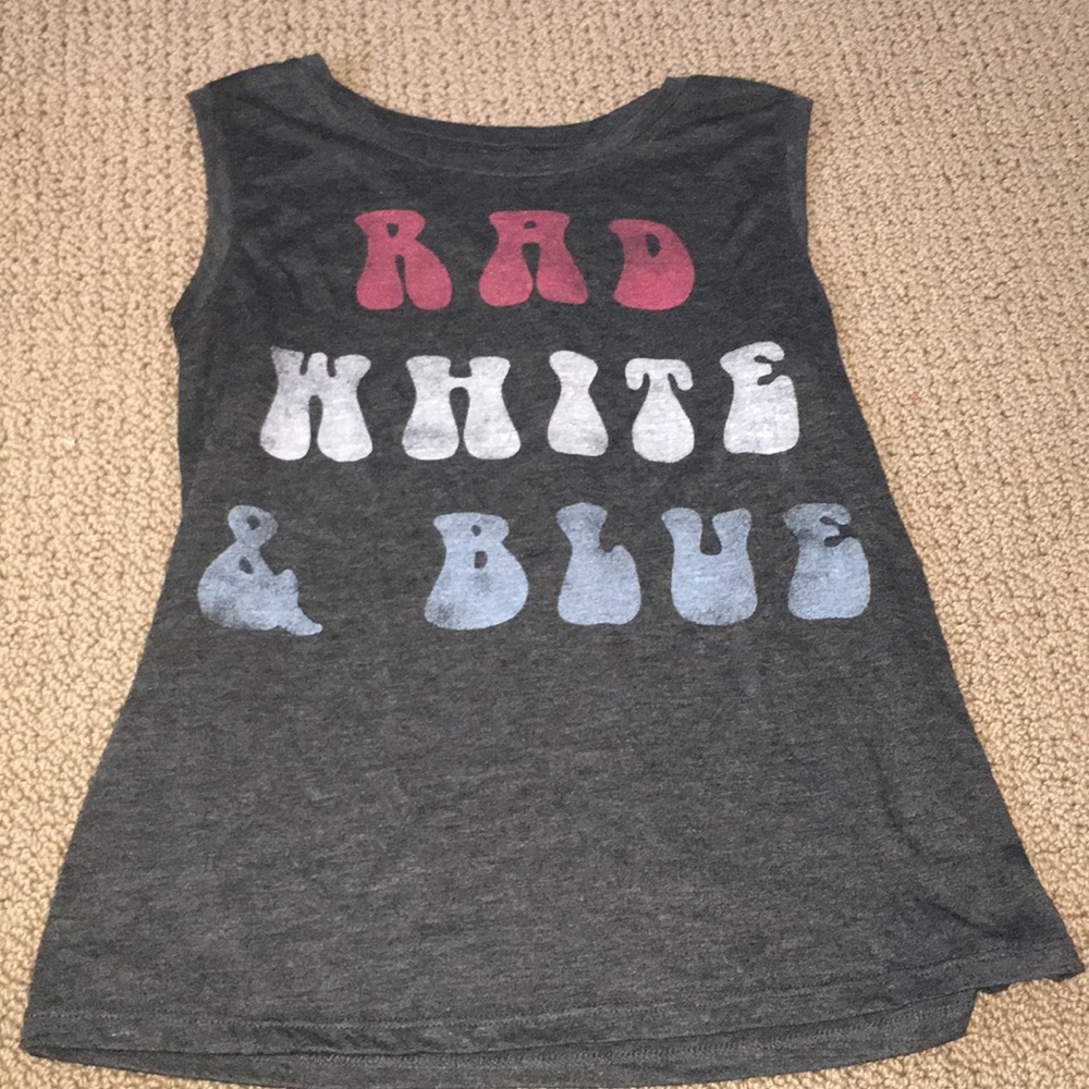 rad white and blue cute faded tank